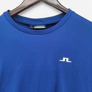 J Lindeberg T‎ Shirt Mens L Blue Golf Athletic Performance Mesh Stretch EUC